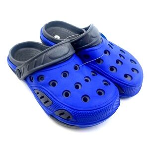 Boys Sandal Shoes Size 4 Rubber BLue Gray Children Kids Slip On Ankle Strap